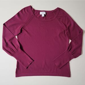 LOFT Burgundy Raglan Sleeve Scoop-neck Sweater